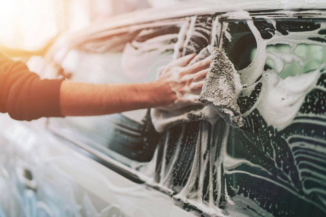 Car cleaning with soap