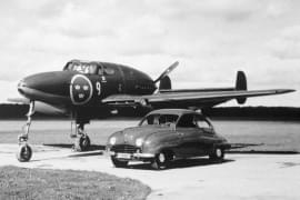 Mit dem Saab 92 wollte Flugzeugbauer Saab – hier die Eigenentwicklung J21 – neue Geschäftsfelder nach dem Krieg erschließen.