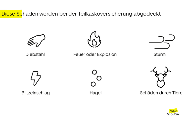 Diese Schäden werden bei der Teilkaskoversicherung abgedeckt