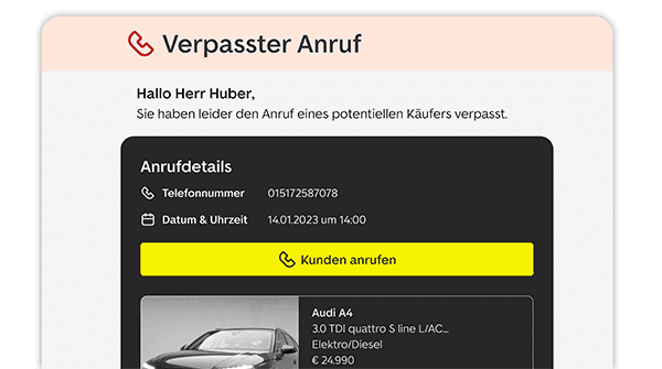 AutoScout24 Anruf Assistent E-Mail Beispiel