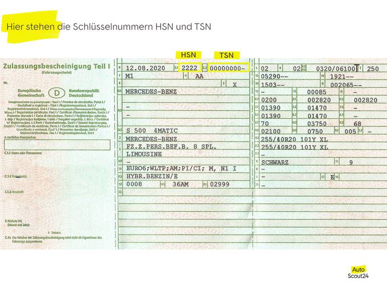 Hier stehen die HSN- und TSN-Nummern