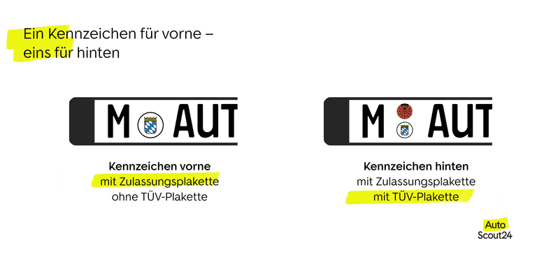 Ein Kennzeichen für vorne - eins für hinten