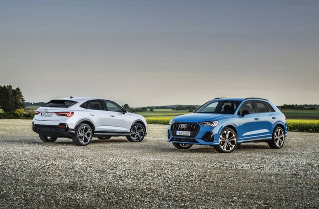  Kompakte Hybrid-SUV-Varianten von Audi: Der Q3 TFSI e - als SUV und SUV-Coupé.