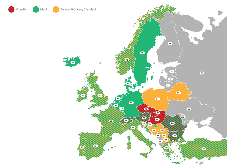 Autoreise-Europa Mautgebühren-Info