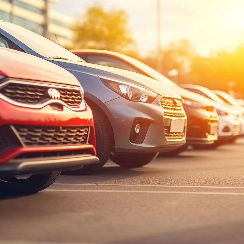 cars in sunset light square