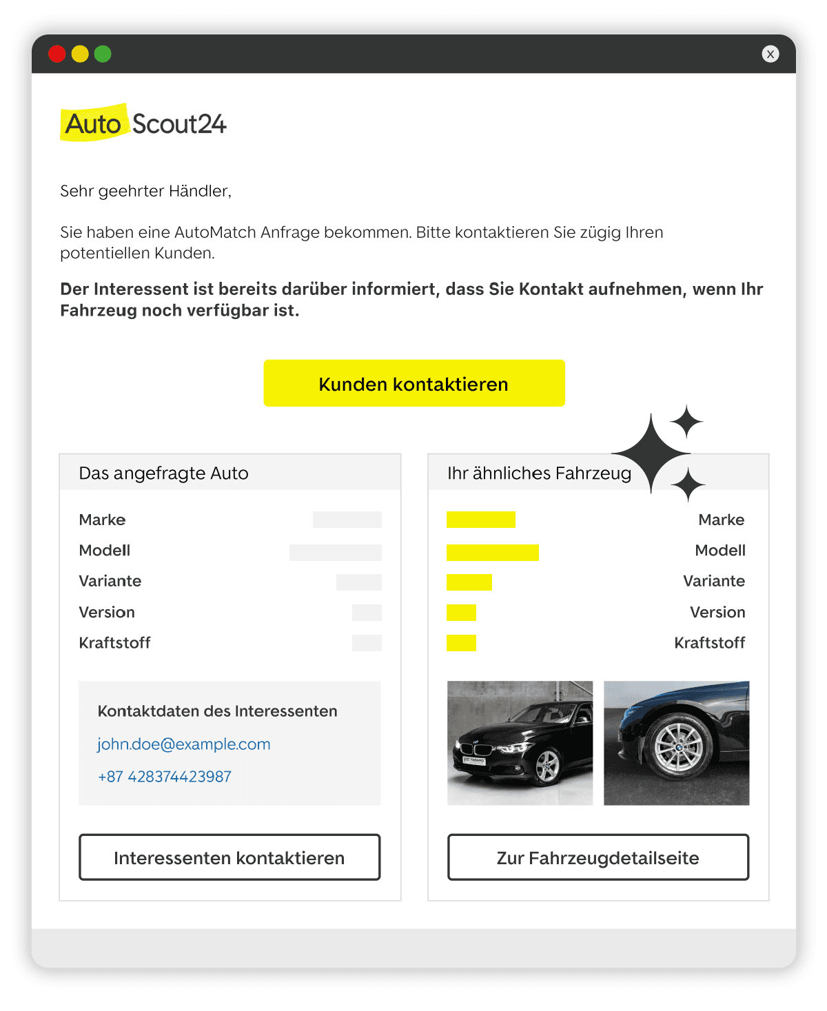 AutoMatch E-mail Händler Anfrage