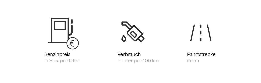 Benötigte Daten für die Berechnung Spritkosten